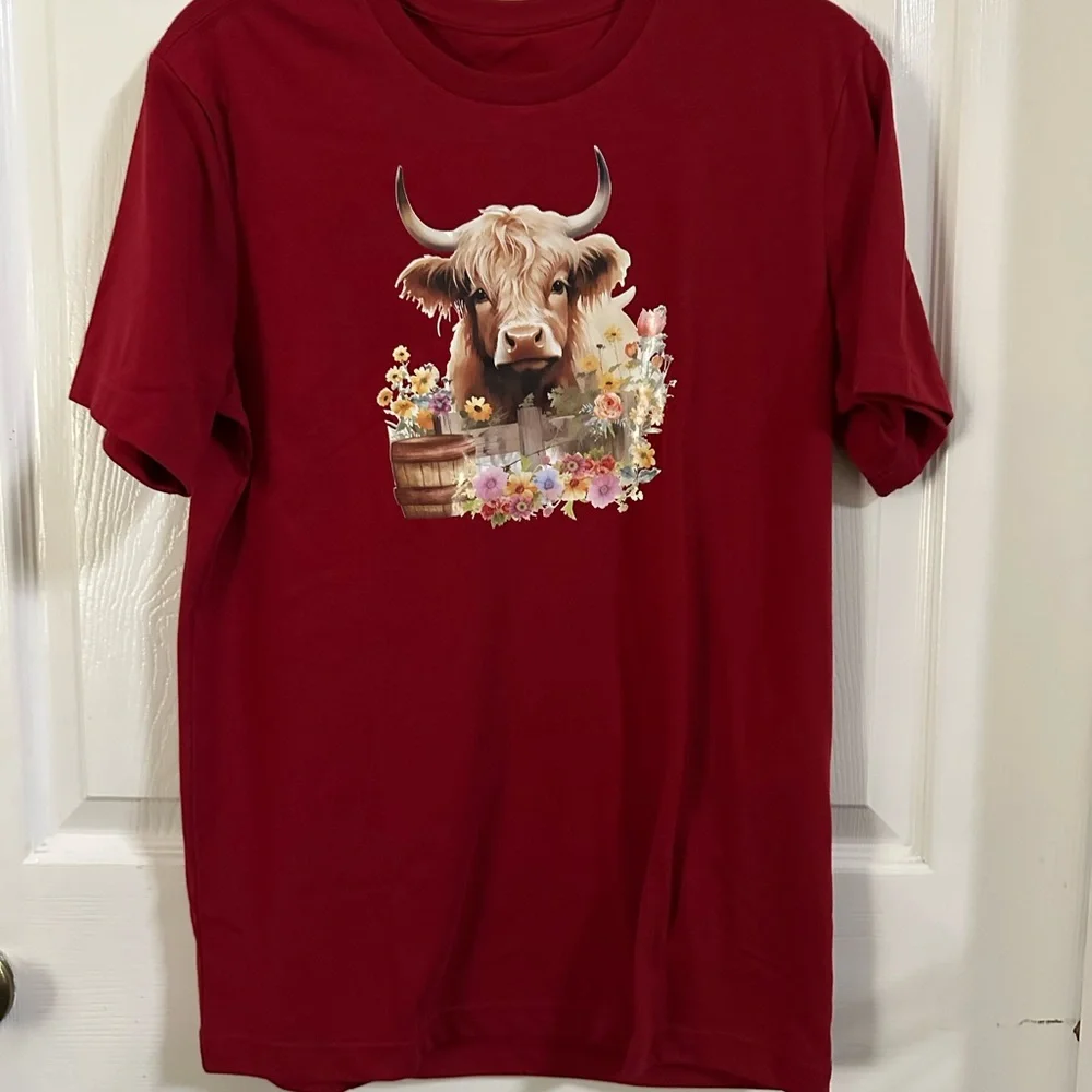NWOT Handcrafted Highland Cow Shirt Small